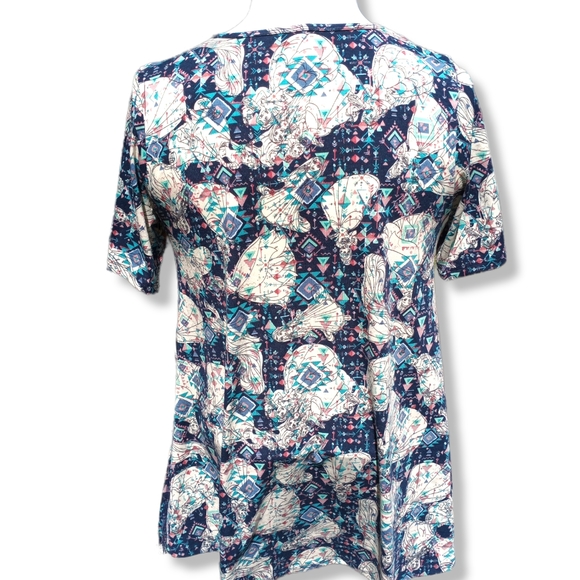 Lularoe Disney Womans Blouse Short Sleeve Nwt Princess Retro Blue Purple White M - Picture 2 of 7